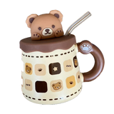 15 oz. Cute Ceramic Bear Mug with Silicone Lid