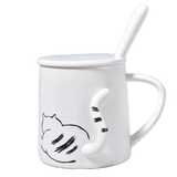 Curious Cat Coffee Mug with Lid and Spoon