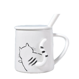 Curious Cat Coffee Mug with Lid and Spoon