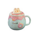 13 oz. Cute Ceramic Donut Mug With Lid and Spoon